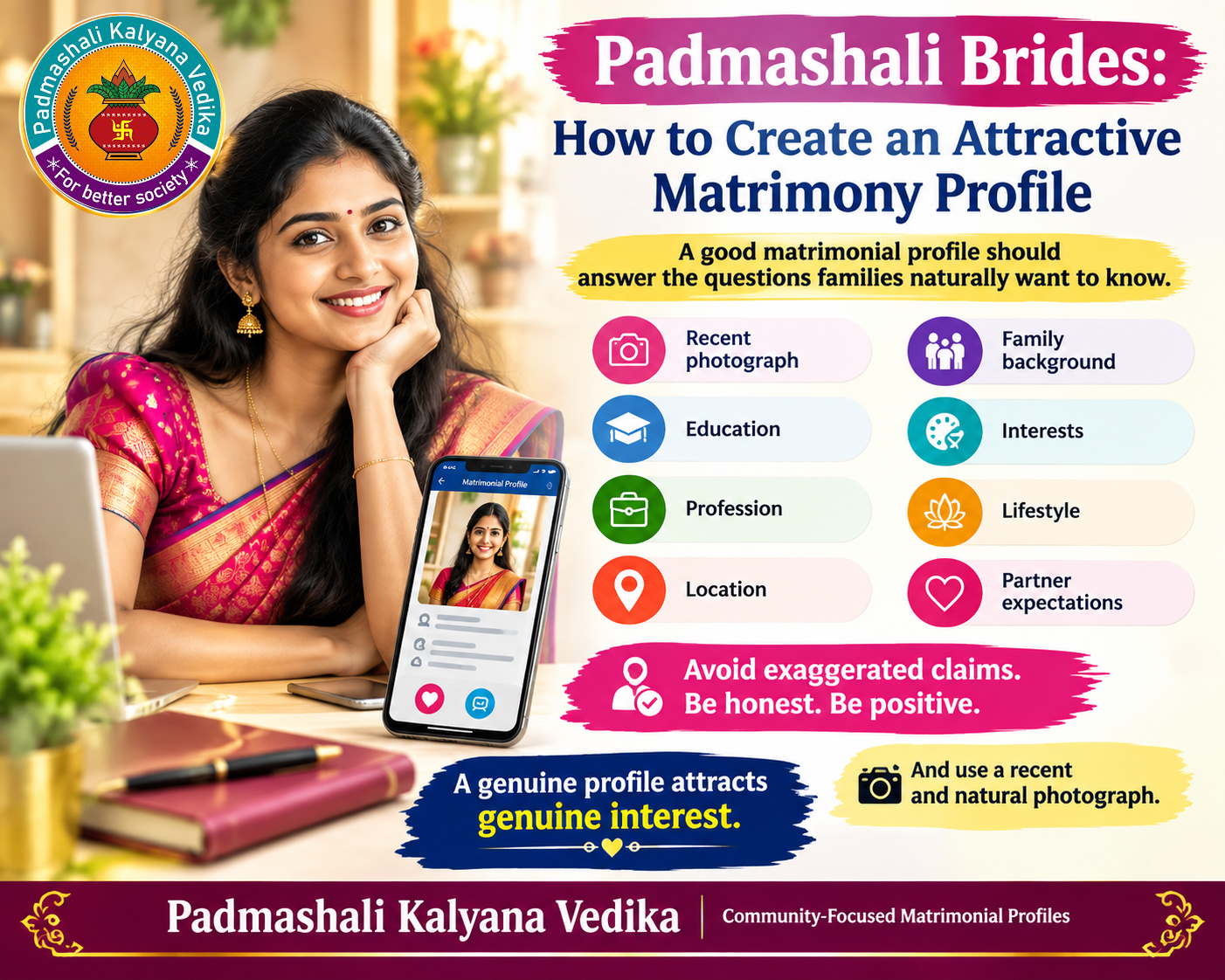 Padmashali Brides: How to Create an Attractive Matrimony Profile