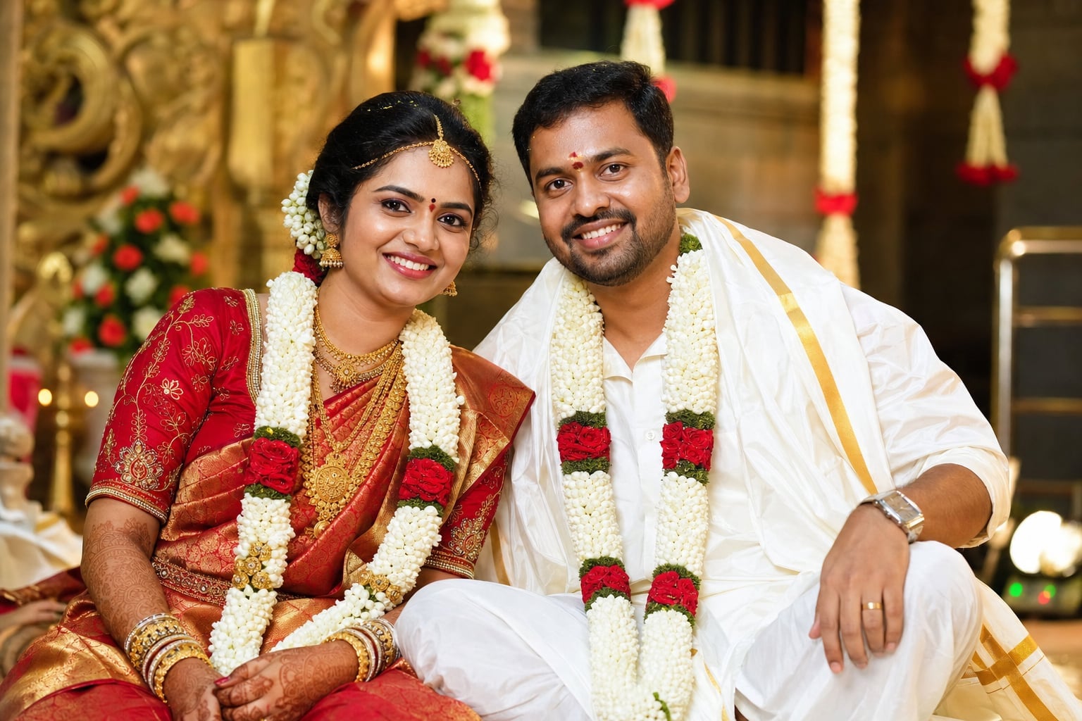 Happy Padmashali married couple - matrimony success
